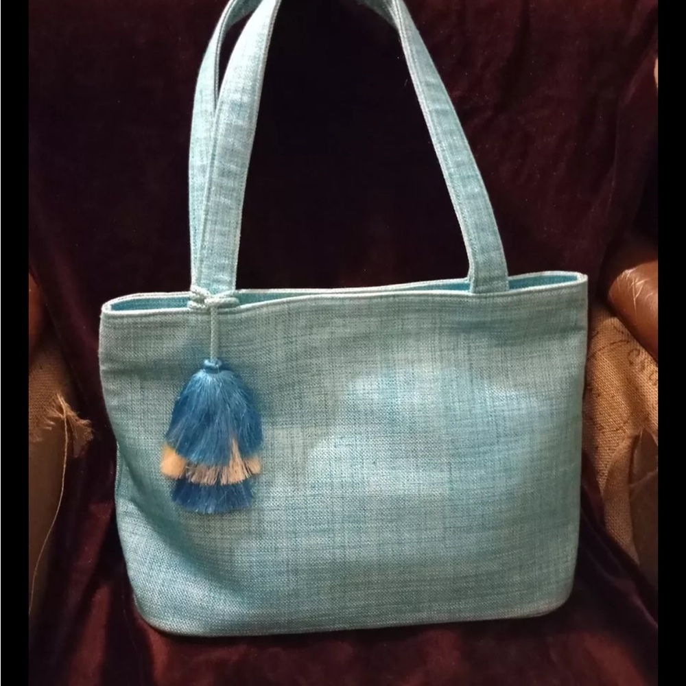 Blue Tote Bag with Tassel
